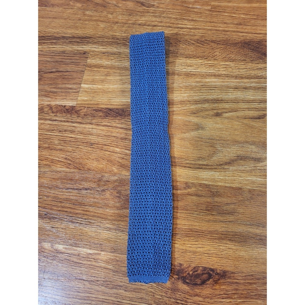 Paul Stuart Blue Knit 100% Cotton  Square Tie Made in Italy 2" x 55"